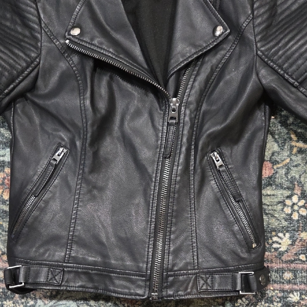 Topshop Quilted Black Leather Jacket - Picture 8 of 8